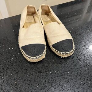 Tory Burch Cream and Black Espadrilles